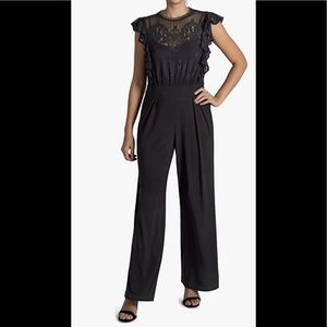 Julia Jordan Lace Illusion Flutter Sleeve Jumpsuit sz 2